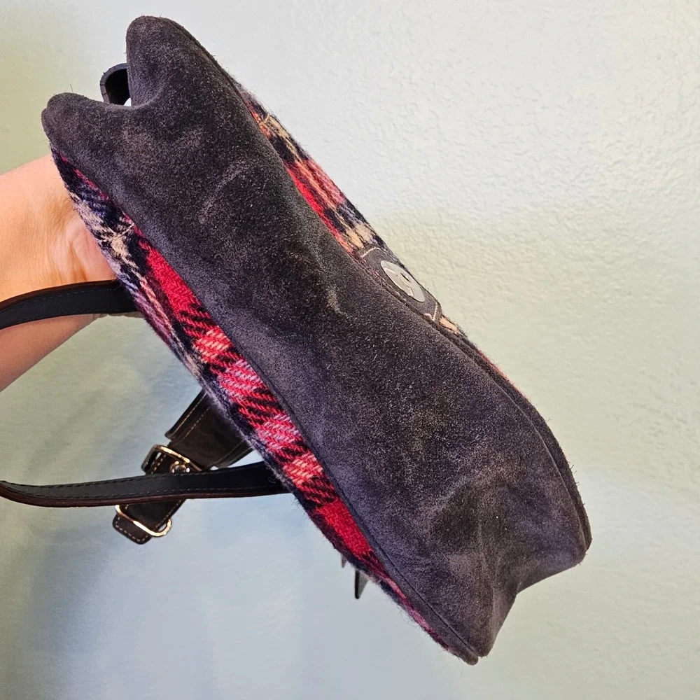 Coach‎ Soho Plaid Wool Suede Demi Bag 7570 Y2K Red Black Star Charm 2004